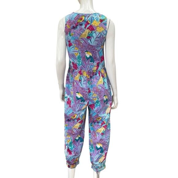 Vintage 80’s Tropical Parrot Print Indian Cotton Jumpsuit By Honors, Small - Picture 7 of 7